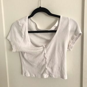 WHITE BUTTON UP T SHIRT